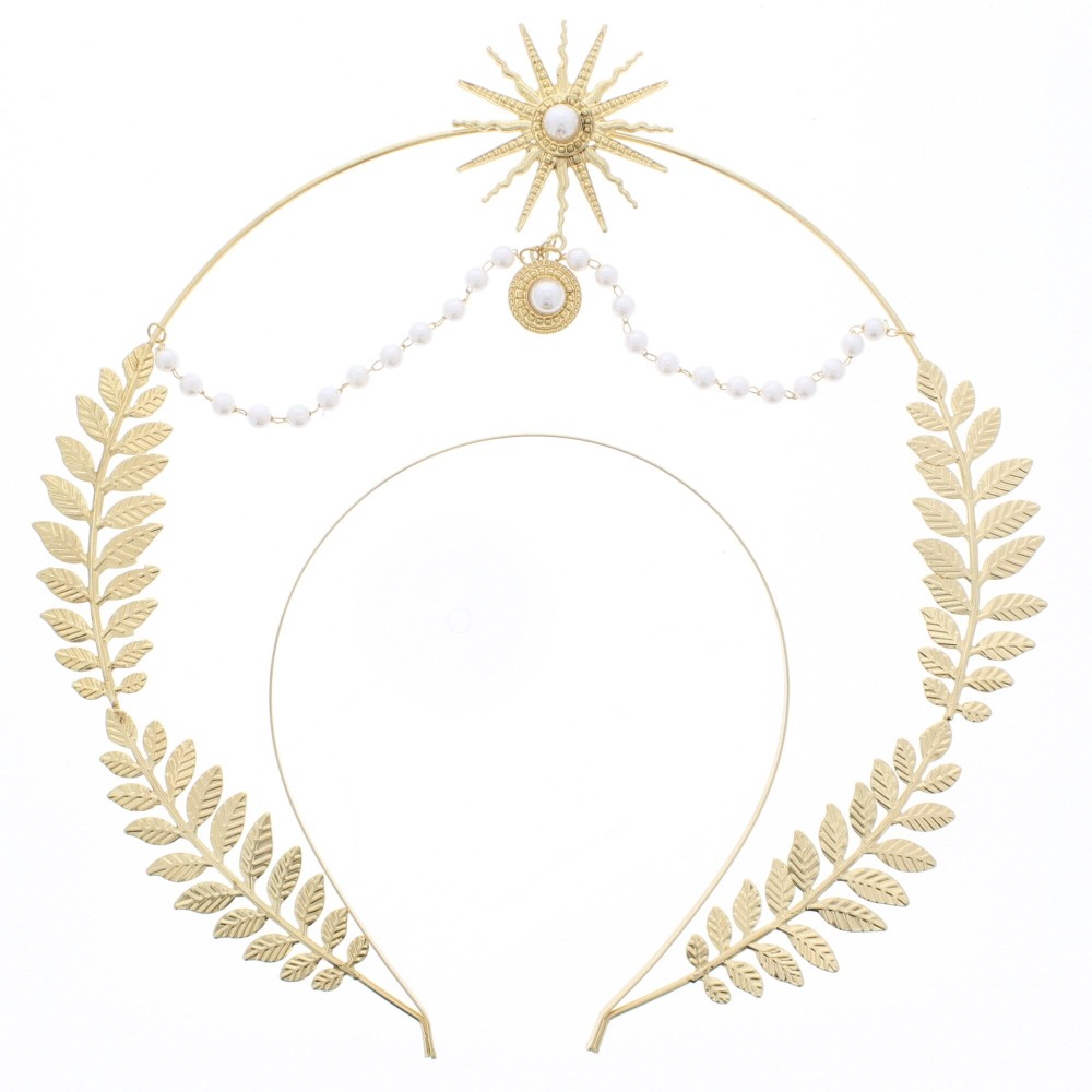Zac's Alter Ego - Roman Wreath Goddess Kostuum Haarband - Goudkleurig